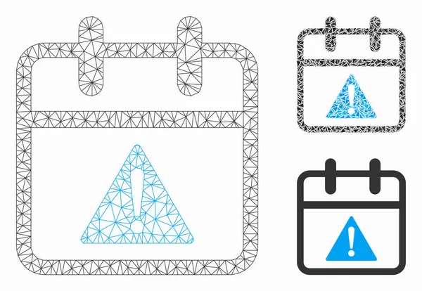 Problemdag vektor mesh nätverk modell och triangel mosaik ikon — Stock vektor