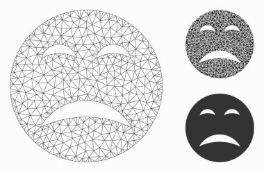 Yazık Smiley Vektör Mesh 2d Model ve Üçgen Mozaik Simgesi