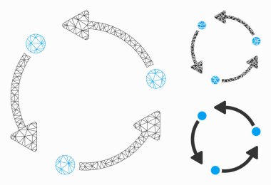 Vektör Örgü Tel Çerçeve Modeli ve Üçgen Mozaik Simgesini Döndür