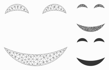 Pleasure Smiley Vektör Örgü 2d Model ve Üçgen Mozaik Simgesi