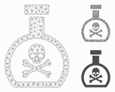 Poison Retort Vektör Örgü Ağ Modeli ve Üçgen Mozaik Simgesi