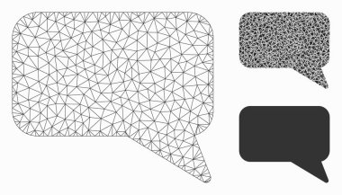 Mesaj Bulut Vektör Örgü Tel Çerçeve Modeli ve Üçgen Mozaik Simgesi