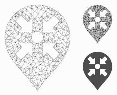Buluşma Noktası İşaretleyici Vektör Örgü 2d Model ve Üçgen Mozaik Simgesi