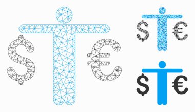 Kişi KarşılaştırmaEuro Dolar Vektör Mesh 2d Model ve Üçgen Mozaik Simgesi karşılaştırın