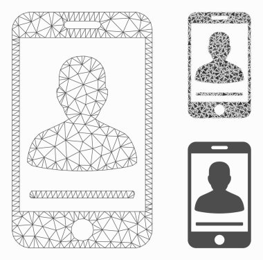Mobil Kişi İletişim Vektör Örgü Ağ Modeli ve Üçgen Mozaik Simgesi