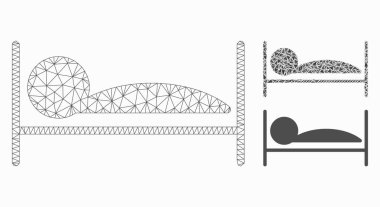 Hasta Uyku Vektör Örgü Tel Çerçeve Modeli ve Üçgen Mozaik Simgesi