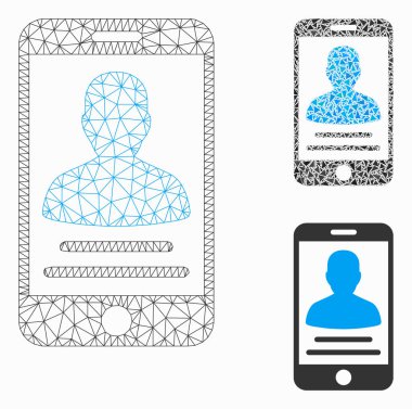Mobil Hesap Vektör Örgü 2d Model ve Üçgen Mozaik Simgesi