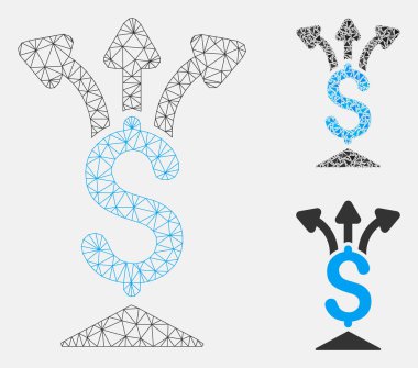 Paylaş Para Vektör Mesh 2d Model ve Üçgen Mozaik Simgesi
