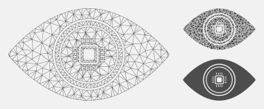 Smart Vision Göz Vektör Örgü Ağ Modeli ve Üçgen Mozaik Simgesi