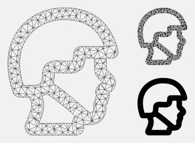 Asker Başı Vektör Örgü Ağ Modeli ve Üçgen Mozaik Simgesi