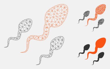 Sperm Vektör Örgü Tel Çerçeve Modeli ve Üçgen Mozaik Simgesi