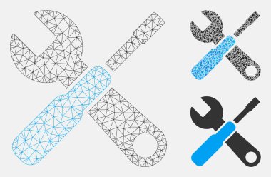 Araçlar vektör mesh ağ modeli ve üçgen mozaik simge