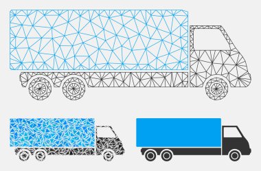 Wagon Vector Mesh Ağ Modeli ve Üçgen Mozaik Simgesi