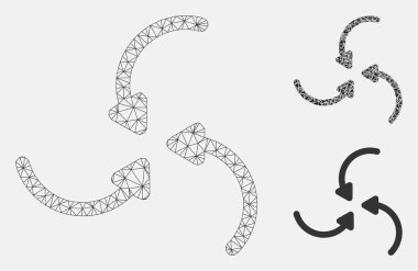 Girdap Oklar Vektör Örgü Karkas Modeli ve Üçgen Mozaik Simgesi