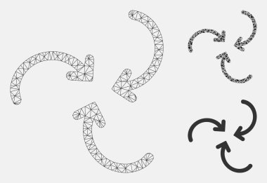 Girdap Okları Vektör Örgü Karkas Modeli ve Üçgen Mozaik Simgesi