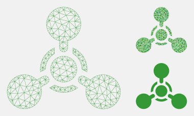 Wmd Sinir Ajan Kimyasal Savaş Vektör Örgü Tel Çerçeve Modeli ve Üçgen Mozaik Simgesi