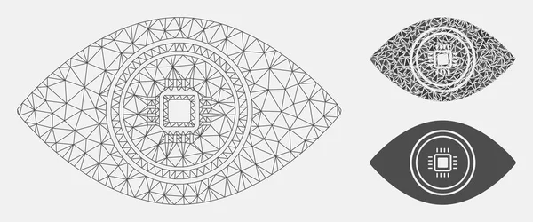 스마트 비전 눈 벡터 메쉬 네트워크 모델 및 삼각형 모자이크 아이콘 — 스톡 벡터