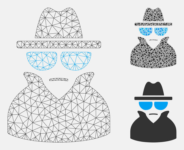 Spy Vector Mesh 2D Model and Triangle Mosaic Icon