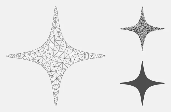 Sternvektornetz 2d Modell und Dreieck Mosaik-Symbol — Stockvektor