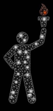 Flash Spotlu Özgürlük Meşalesi ile Parlayan Örgü Tel Çerçeve Lideri