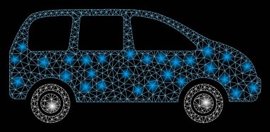Parlama Noktalar ile Parlak Örgü Tel Çerçeve Minivan