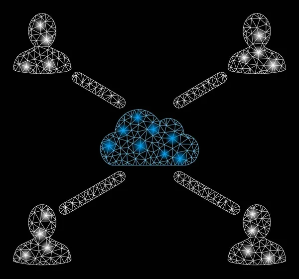 Işık Lekeleri ile Parlak Örgü Tel Çerçeve Bulut İnsanlar Bağlantılar