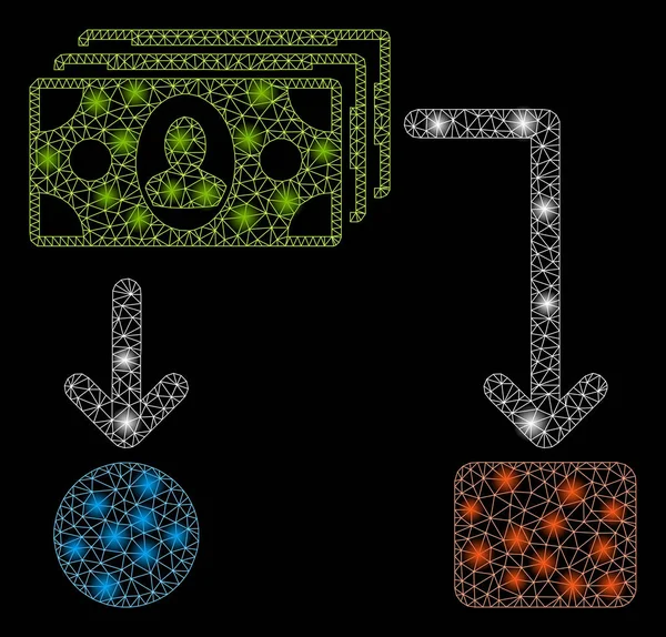 Diagrama de pagamento 2D de malha brilhante com pontos Flash — Vetor de Stock