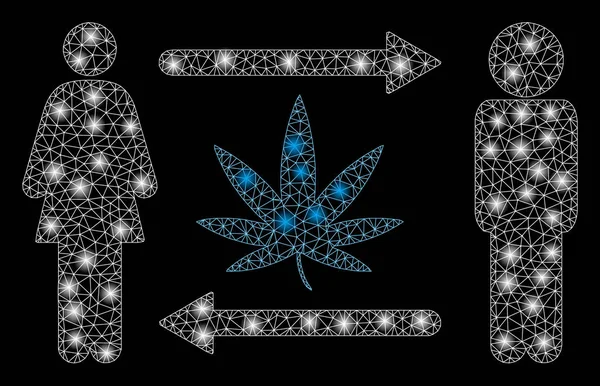 Flare Mesh Network Intercambio de personas Cannabis con Flare Spots — Vector de stock