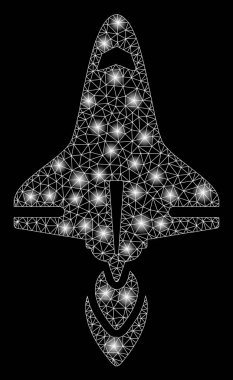 Işık Noktalar ile Parlak Örgü Tel Çerçeve Uzay Mekiği