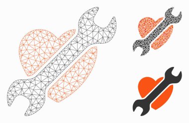 Kalp Cerrahisi Vektör Örgü 2d Model ve Üçgen Mozaik Simgesi