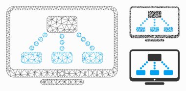 Hiyerarşi Monitör vektör örgü 2d Model ve Üçgen Mozaik Simgesi