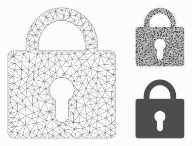 Kilit vektör Mesh tel çerçeve modeli ve üçgen mozaik simge