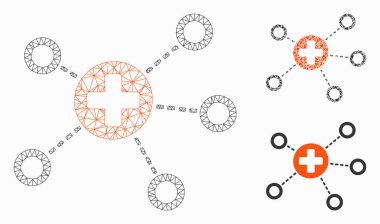 Tıbbi Linkler Vektör Örgü Karkas Modeli ve Üçgen Mozaik Simgesi