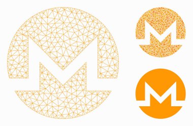 Monero Vektör Örgü 2d Model ve Üçgen Mozaik Simgesi