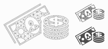 Para Nakit Vektör Mesh Ağ Modeli ve Üçgen Mozaik Simgesi
