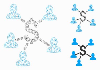 Ödeme Müşterileri Vektör Örgü 2d Model ve Üçgen Mozaik Simgesi