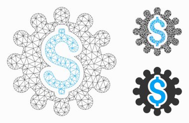 Ödeme Seçenekleri Dişli Vektör Örgü Ağ Modeli ve Üçgen Mozaik Simgesi