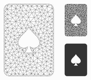 Peaks Playing Card Vektör Örgü 2d Model ve Üçgen Mozaik Simgesi