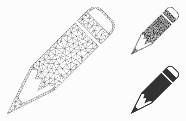 Kalem Vektör Örgü Ağ Modeli ve Üçgen Mozaik Simgesi
