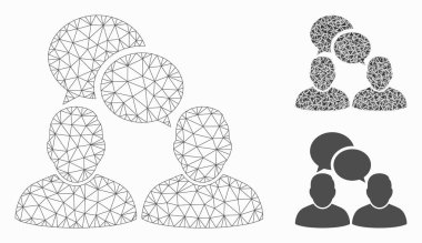 People Dialog Vektör Örgü Karkas Modeli ve Üçgen Mozaik Simgesi
