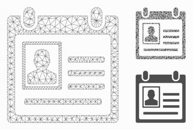 Kişi Kartdosyası Vektör Örgü Tel Çerçeve Modeli ve Üçgen Mozaik Simgesi