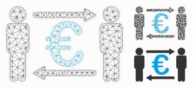 Kişiler Değişimi Euro Vektör Örgü Ağ Modeli ve Üçgen Mozaik Simgesi