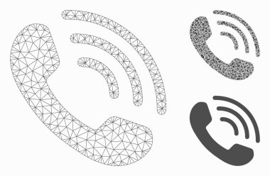 Telefon Zili Vektör Örgü 2d Model ve Üçgen Mozaik Simgesi