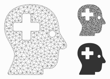 Plus Head Vector Örgü Tel Çerçeve Modeli ve Üçgen Mozaik Simgesi
