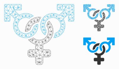 Polyandry Vektör Örgü 2d Model ve Üçgen Mozaik Simgesi