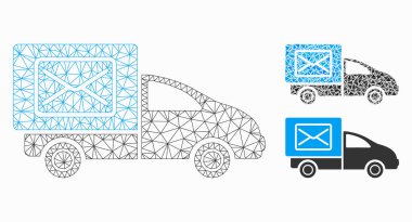 Post Delivery Araç Vektör Örgü 2d Model ve Üçgen Mozaik Simgesi