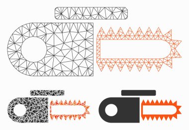 Güç Testere Vektör Örgü 2d Model ve Üçgen Mozaik Simgesi