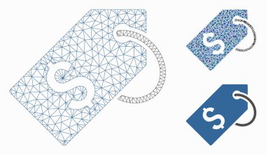 Fiyat Etiketi Vektör Örgü 2d Model ve Üçgen Mozaik Simgesi