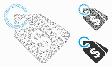 Fiyat Etiketleri Vektör Örgü Tel Çerçeve Modeli ve Üçgen Mozaik Simgesi