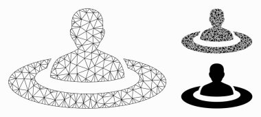 Prison Vektör Örgü Tel Çerçeve Modeli ve Üçgen Mozaik Simgesi